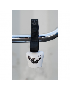 Cloche de vache *Cow Bell* blanche avec cerf