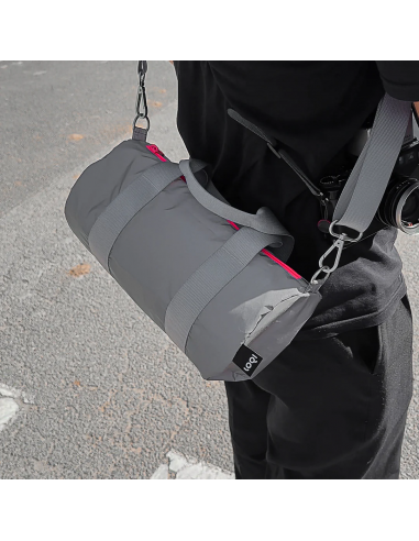 Reflektierende Mini-Tasche mit neonorangen Reissverschluss