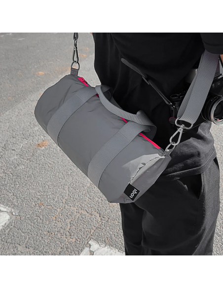 Reflektierende Mini-Tasche mit neonorangen Reissverschluss