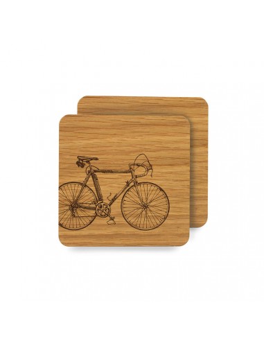 Dessous de verre (2 pièces) / gravure de vélo de course
