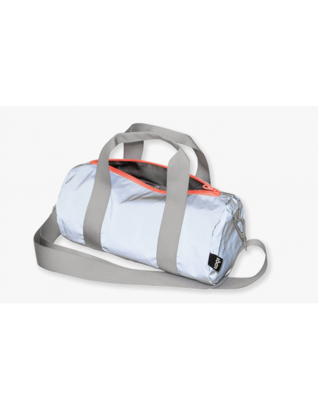 Reflektierende Mini-Tasche mit neonorangen Reissverschluss
