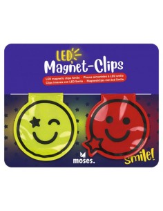 LED Magnet-Clips Smile rot und gelb