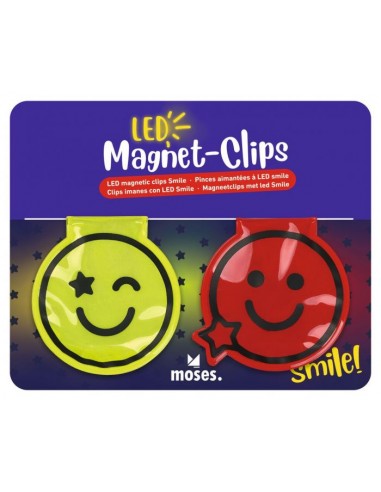 LED Magnet-Clips Smile rot und gelb