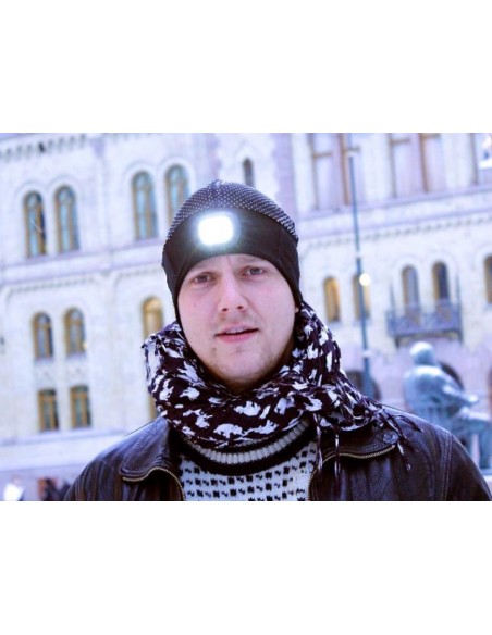 Wintermütze mit LED-Licht, grau
